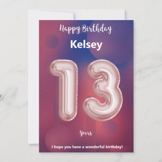 Dreizehnjährig Happy Birthday Card (Vorderseite)