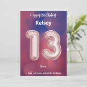 Dreizehnjährig Happy Birthday Card (Stehend Vorderseite)
