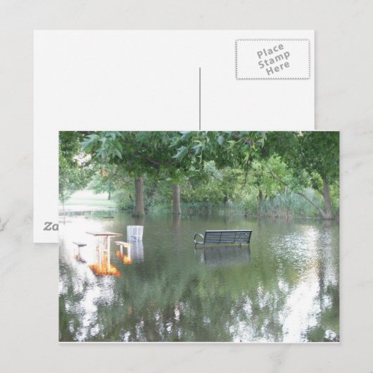 Drenched Bench Foto Postkarte (Vorne/Hinten)