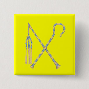 Dreschflegel und Haken Button