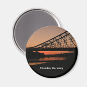 Dresden, Deutschland: Blue Wonder Bridge Magnet (Vorderseite/Rückseite)