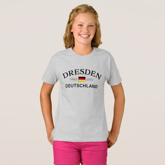 Dresden Deutschland Coordinates German Kids T-Shirt (Vorne ganz)