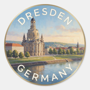 Dresden Deutschland Frauenkirche Flussszene Runder Aufkleber