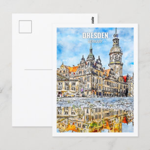 Dresden Deutschland Reiseort Wasserfarbe Postkarte