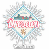 Dresden Deutschland Sachsen Retro Skyline Vintag Aufkleber (Vorderseite)