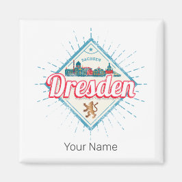 Dresden Deutschland Sachsen Retro Skyline Vintag Magnet