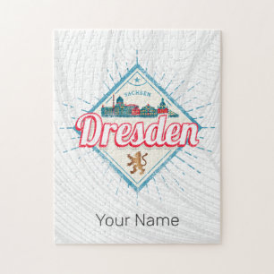 Dresden Deutschland Sachsen Retro Skyline Vintag Puzzle