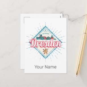 Dresden Deutschland Sachsen Retro-Skyline Vintage Feiertagspostkarte