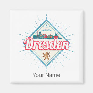 Dresden Deutschland Sachsen Retro-Skyline Vintage Magnet