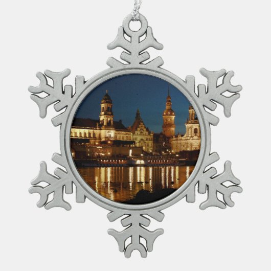 Dresden, Deutschland Schneeflocken Zinn-Ornament (Vorderseite)