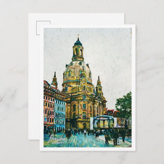 Dresden Deutschland Schöne Öl Paint City Landschaf Postkarte (Vorne/Hinten)