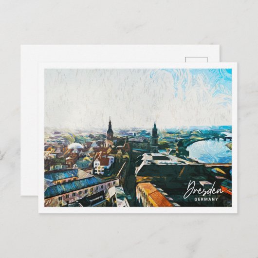 Dresden Deutschland Schöne Öllandschaft Postkarte (Vorne/Hinten)