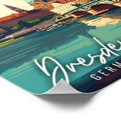 Dresden Deutschland Vintage Reise Illustration Poster (Ecke)