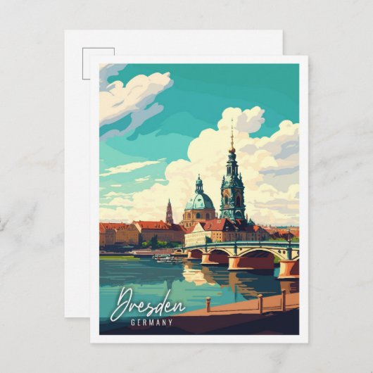 Dresden Deutschland Vintage Reise Illustration Postkarte (Vorne/Hinten)