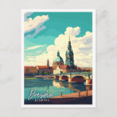 Dresden Deutschland Vintage Reise Illustration Postkarte (Vorderseite)