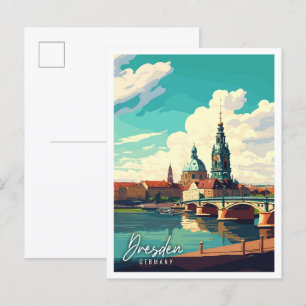 Dresden Deutschland Vintage-Reiseillustration Postkarte