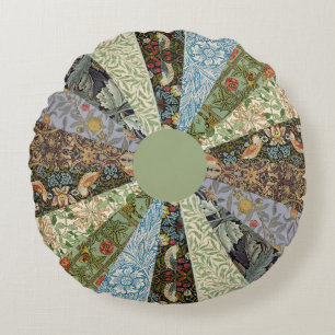 Dresden Plate Patchwork Quilt William Morris Green Rundes Kissen