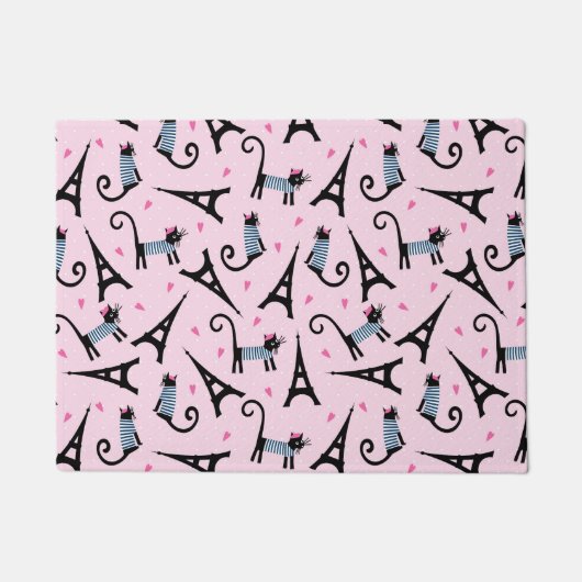 Dresdfarbene Katze im französischen Stil mit Eiffe Fußmatte (Vorderseite)