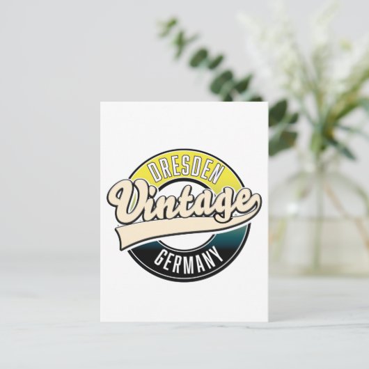 Dresdner Logo im Vintagen Stil Postkarte (Stehend Vorderseite)