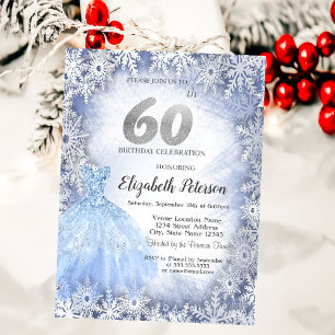 Dress Blue Snowflakes Winter 60. Geburtstag Einladung