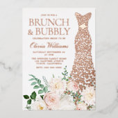 Dress & Blume Brunch & Bubbly Brautparty Folieneinladung (Vorderseite)