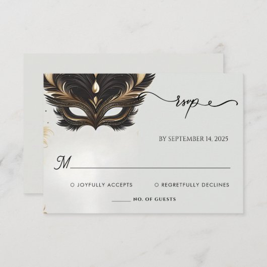 Dress Code Prom Kostümmasquerade Ball Hochzeit RSVP Karte (Vorne/Hinten)