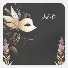 Dress-Code Prom Masquerade Ball Brautparty Quadratischer Aufkleber