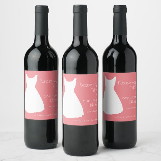 Dress Coral Bitte sagen: Ja Bridesmaid Vorschlag Weinetikett (Flaschen)