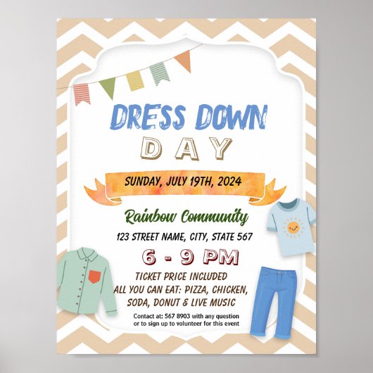 Dress down Day Event Flyer Plakatvorlage Poster (Vorne)