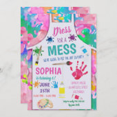 Dress for a Mess Painting Party Art Girl Einladung (Vorne/Hinten)