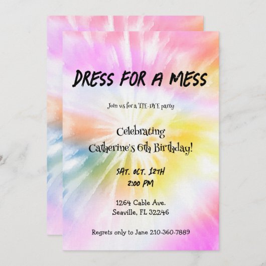 Dress for chess - Gefärbte Krawatte Party Einladung (Vorne/Hinten)