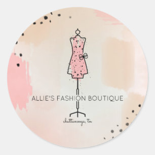 Dress Form Line Zeichnend Fashion-Business-Logo Runder Aufkleber