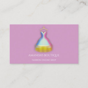 Dress Logo Fashion Boutique Event Gold Violet  Visitenkarte
