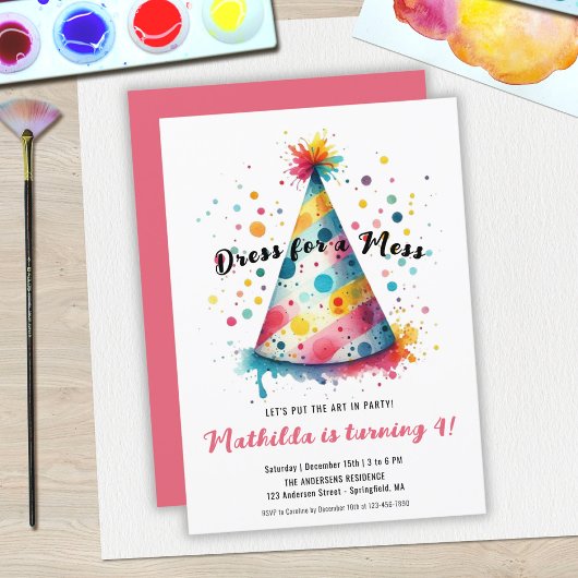 Dress Mess Kids Art Malerei Party Girl Geburtstag Einladung