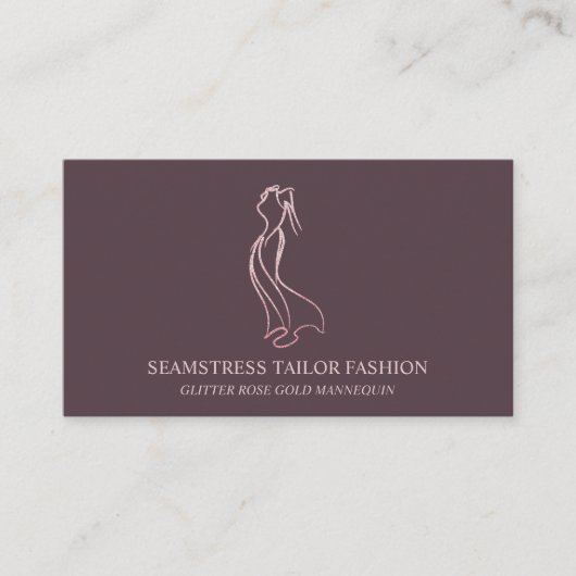 Dress Rose Gold Seamress Tailor Hochzeit Visitenkarte (Vorderseite)