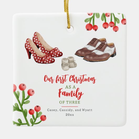 Dress Shoes Baby's First Christmas Keramikornament (Vorderseite)