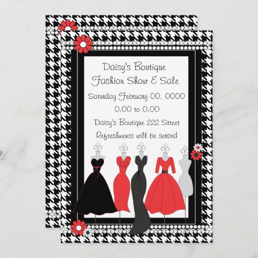 Dress Shop Daisy Thema Einladung (Vorne/Hinten)