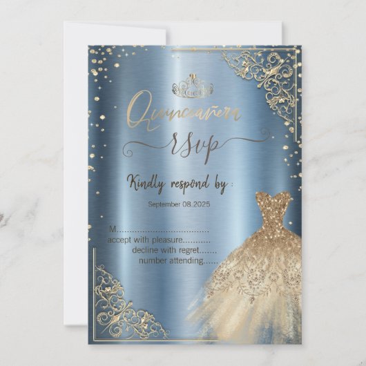 Dress Tiara, Diamonds Blue Metallic UAWG Einladung (Vorderseite)