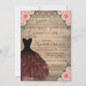 Dress, Tiara, String Lights Rose Quinceañera Einladung (Vorderseite)