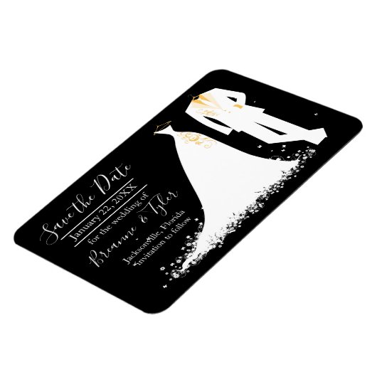 Dress & Tux - 4x6 Speichern Sie das Date Magnet (Linke Seite)