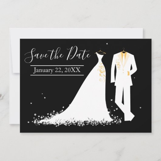 Dress & Tux - Save the Date mit Foto Einladung (Vorderseite)