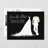 Dress & Tux - Save the Date Postkarte (Vorne/Hinten)