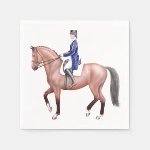 Dressage Bay Pferde Reitpferd Papier Napkins Serviette