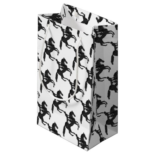 Dressage-Geschenk-Taschen-Mosaik-Pferd und Reiter Kleine Geschenktüte (Vorderseite Schrägansicht)