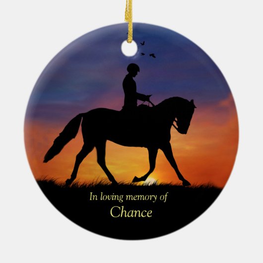 Dressage Horse Beileid Memorial Keramik Ornament (Hinten)