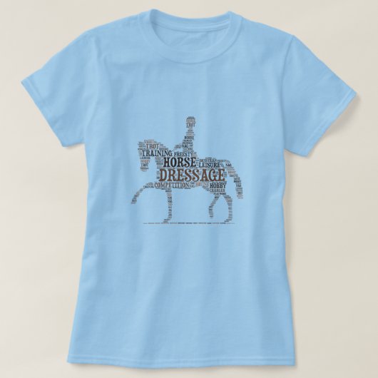 Dressage Horse With Rider In Word Clouds T-Shirt (Design vorne)