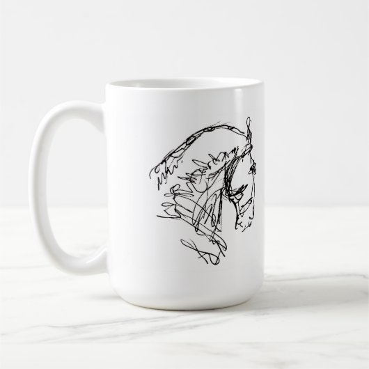 Dressage-Pferdekopf-Tassen-Weiß Kaffeetasse (Links)