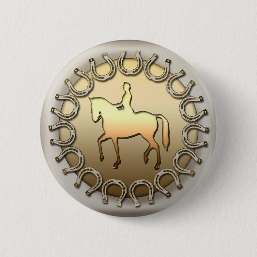 Dressage-Pferdereiter und -hufeisen Button (Vorderseite)
