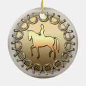 Dressage-Pferdereiter und -hufeisen Keramikornament (Hinten)