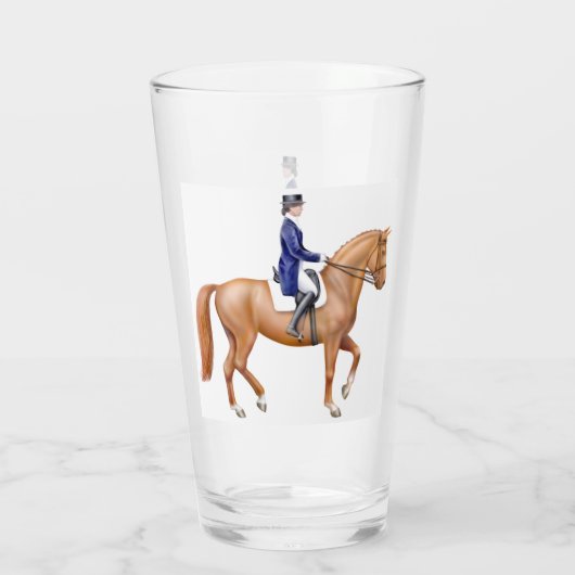 Dressage-Pferdereiterglastrommel Glas (Rückseite)